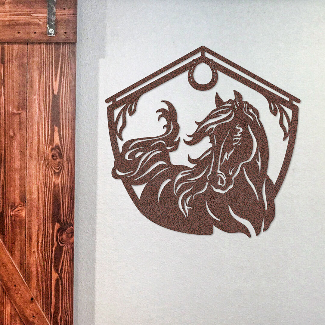 Horse And Barn Sign - Black - 18