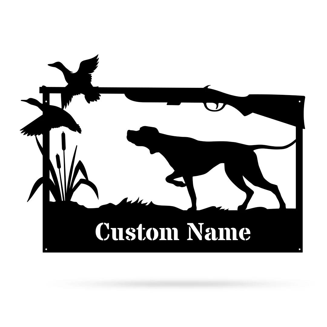 Hunting Dog Monogram - Black - 17x24