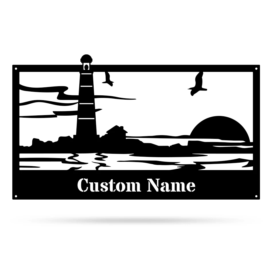 Lighthouse Monogram - Black - 10 X 18