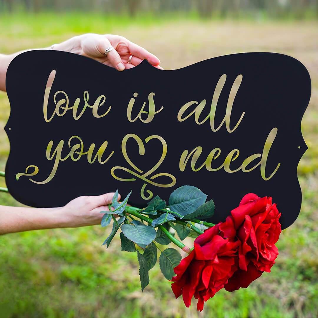 Love Is All You Need Wall Art - Black - 9.5x18