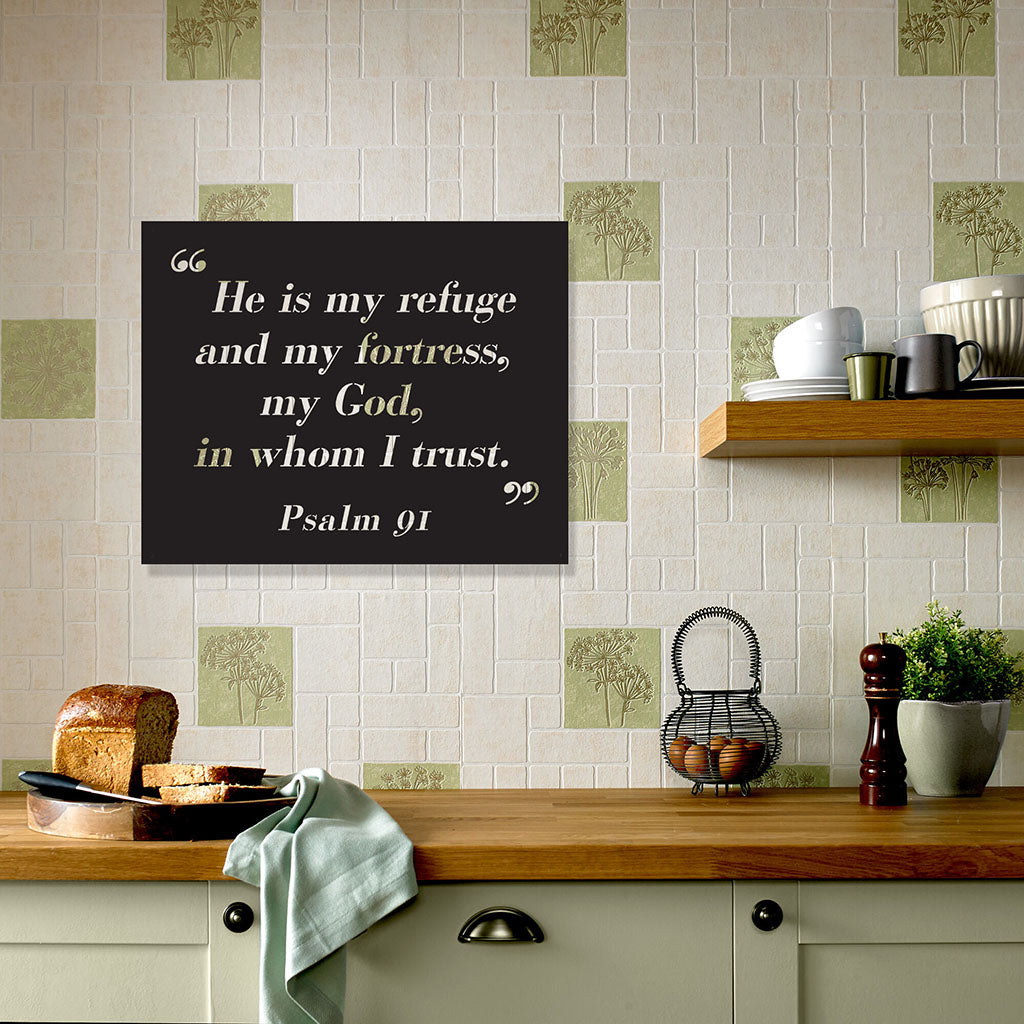 Psalm 91 Quote Wall Sign - Black - 20x16