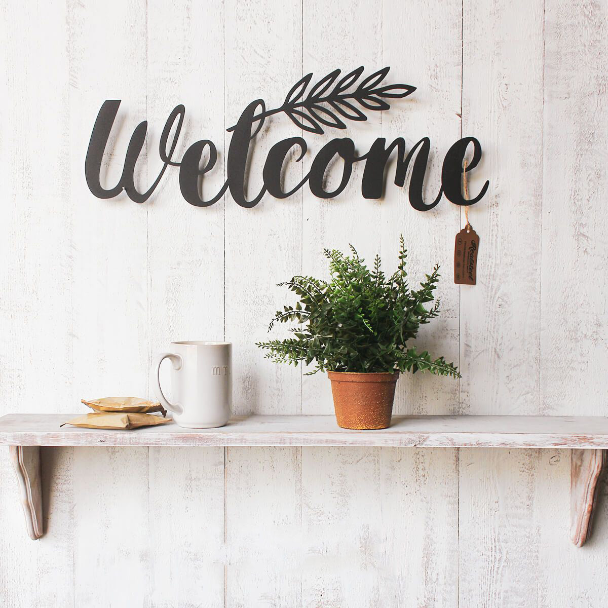 Welcome Sign - Black - 6.5x17