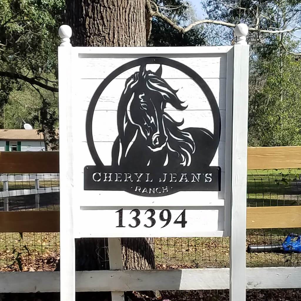 Personalized Horse Ranch Sign - Black - 24x24