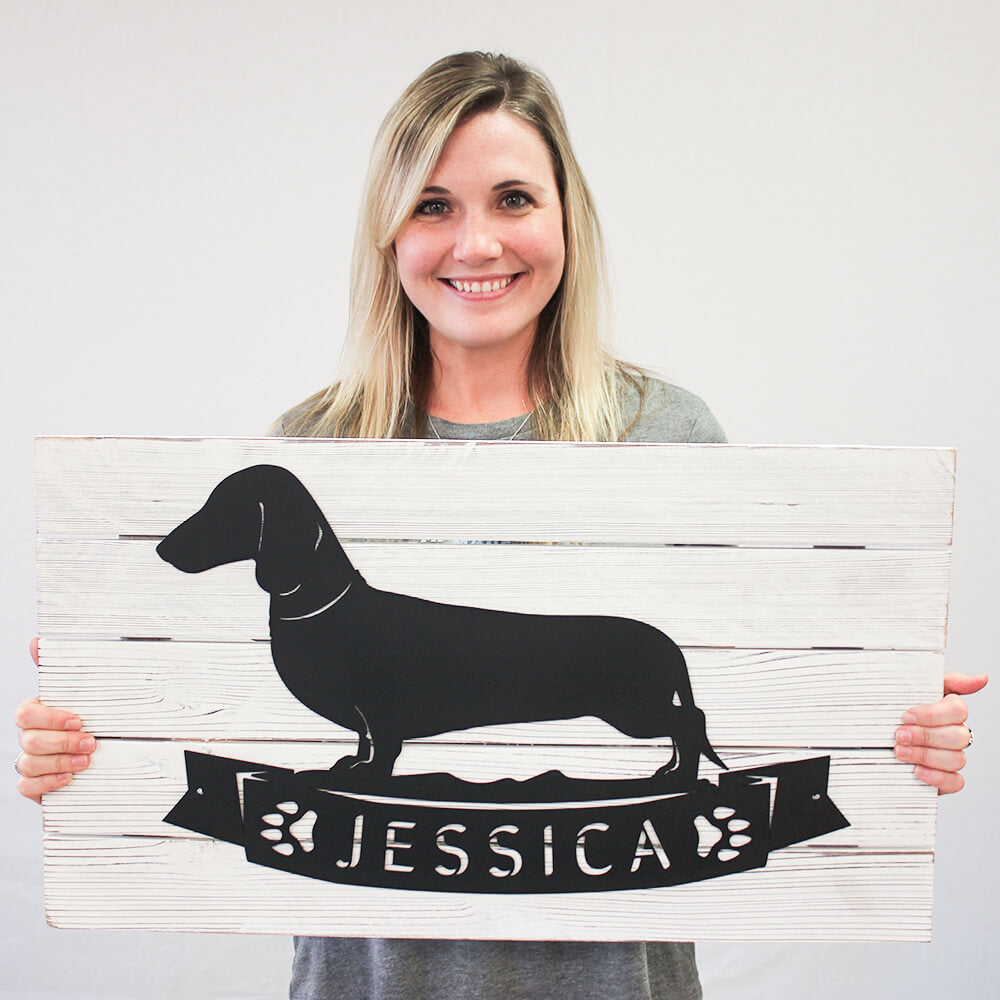 The Dachshund Monogram - Black - 12.5x20