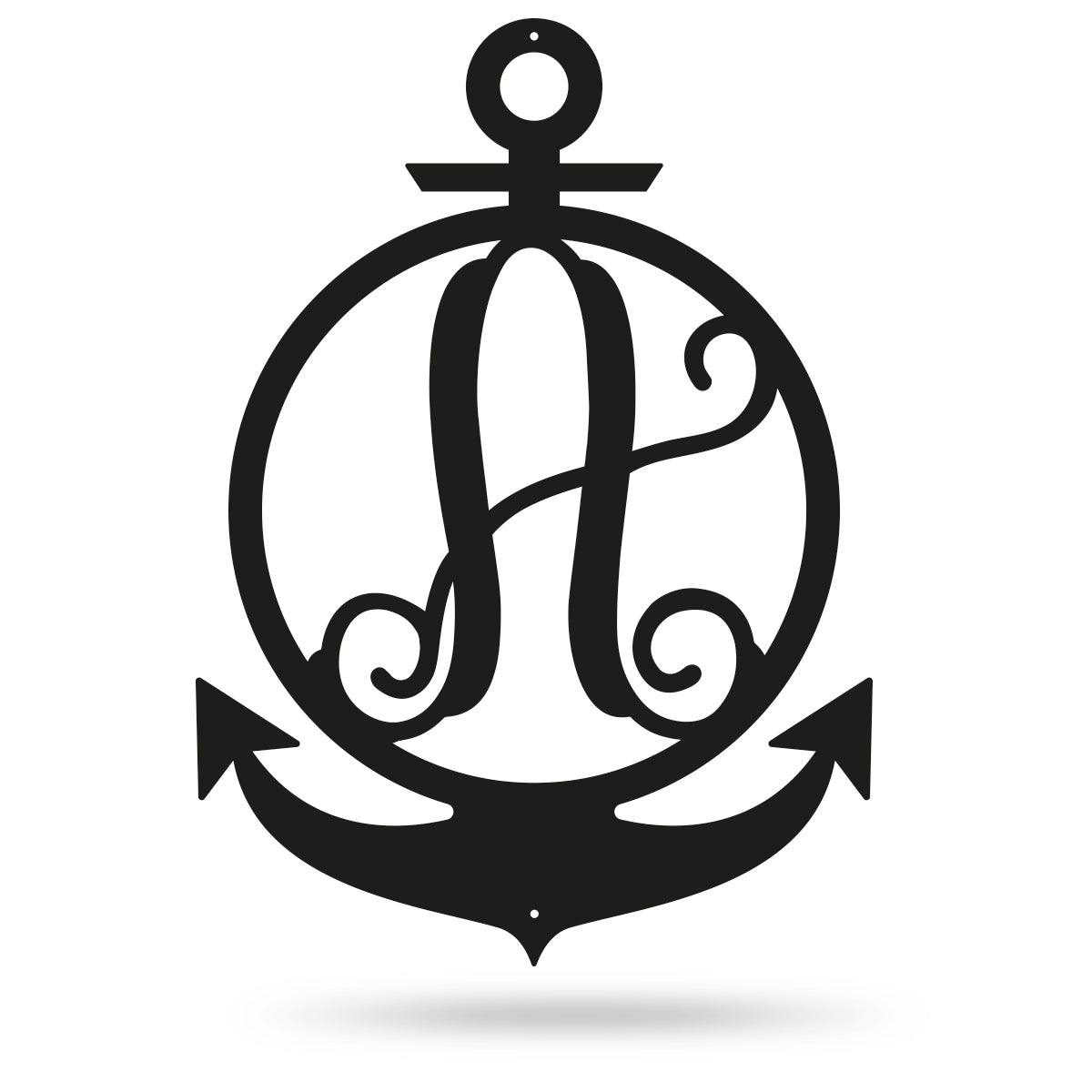 Anchor Initial Monogram - Black - 18x13