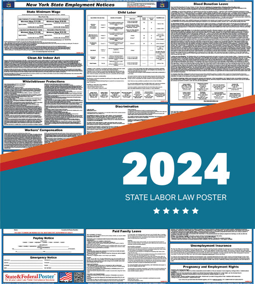  2024 New York (NY) State Labor Law Poster - State, Federal and  OSHA Compliant Laminated Poster - Ideal for Posting in The Workplace -  Perfect for Common Rooms and Cafeterias 