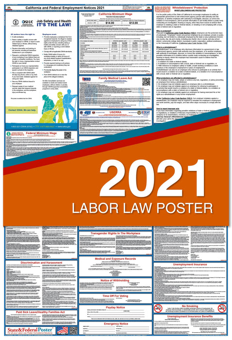California State And Federal Labor Law Poster 2021 State And Federal Poster