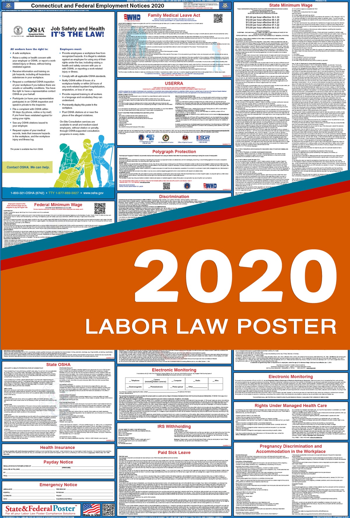 Connecticut State And Federal Labor Law Poster 2020 — State And Federal Poster 6041