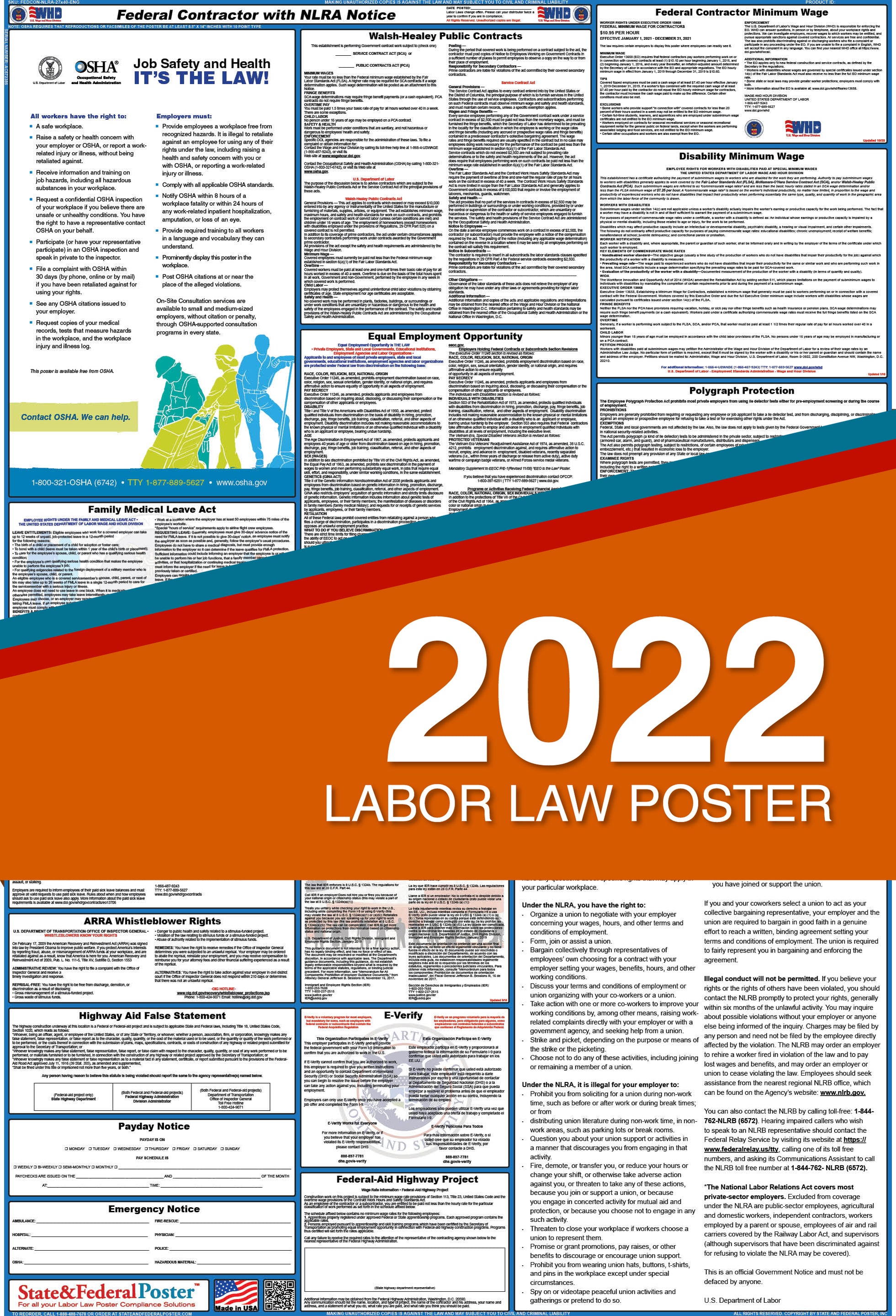 Federal Labor Law Posters — State and Federal Poster