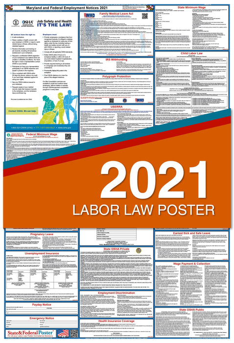 Maryland State And Federal Labor Law Poster 2021 State And Federal Poster
