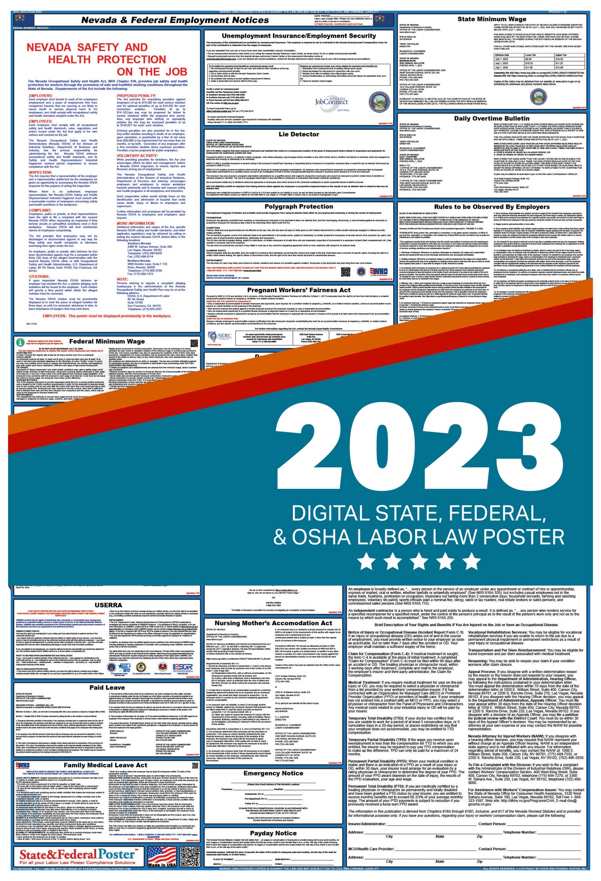 Nevada Digital Labor Law Poster 2023 — State and Federal Poster