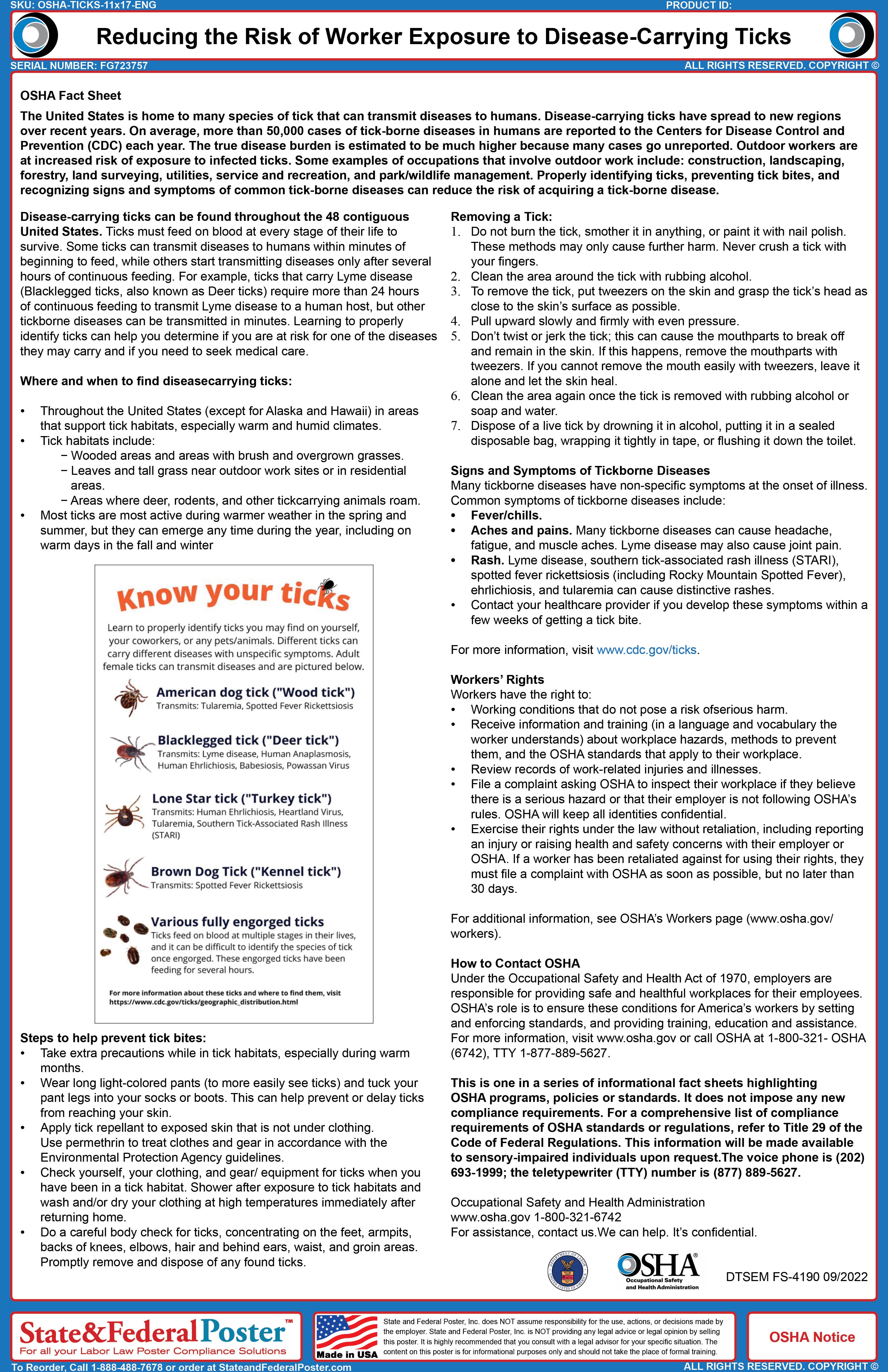 OSHA Reducing the Risk of Worker Exposure to Disease-Carrying Ticks Fact Sheet