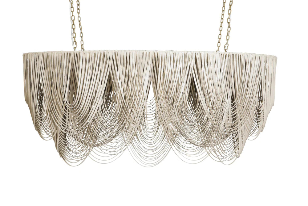 Whisper Chandelier  Oval Cream Stone Leather Medium