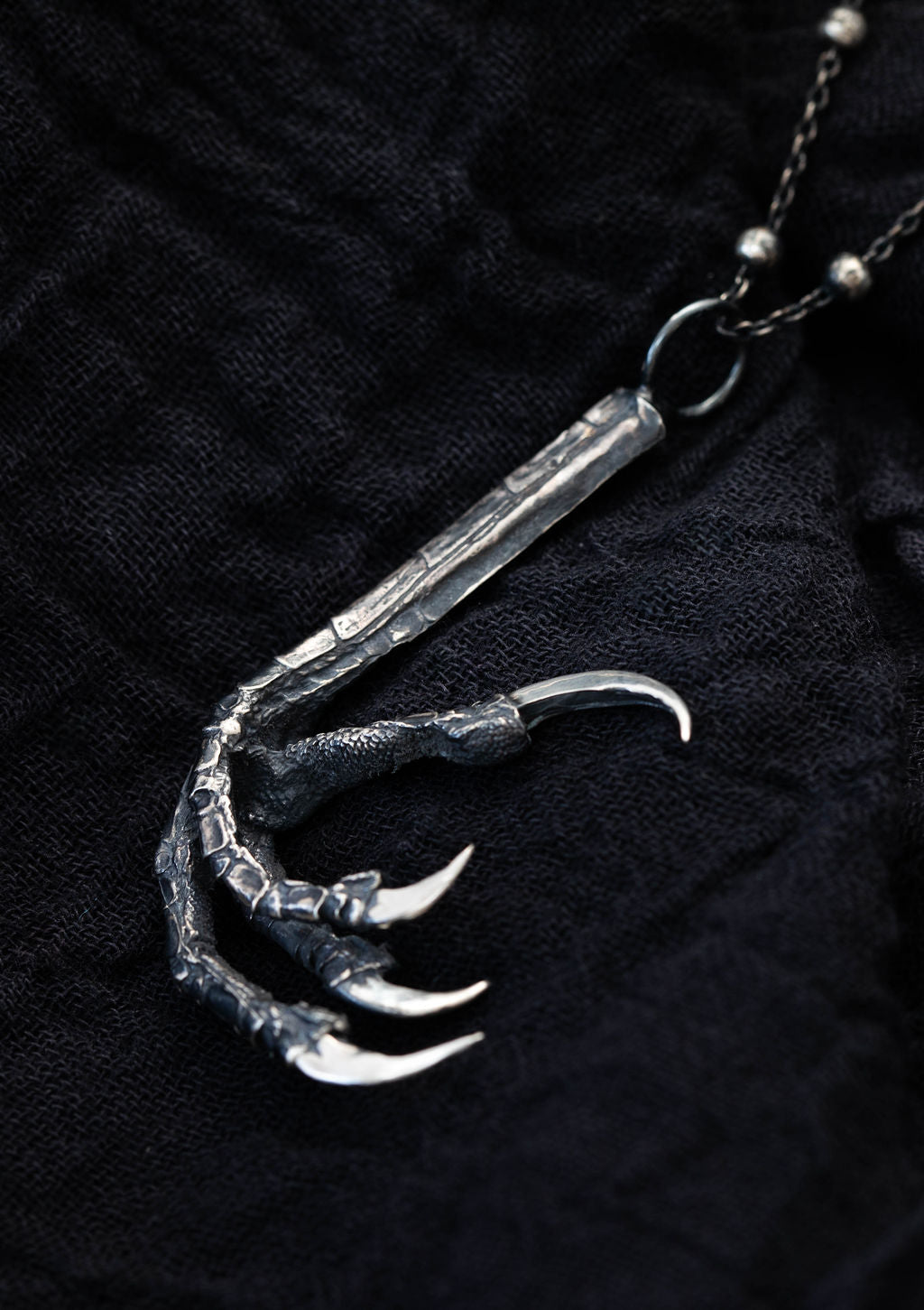 Magpie jewellery silver talon necklace thorn and claw 