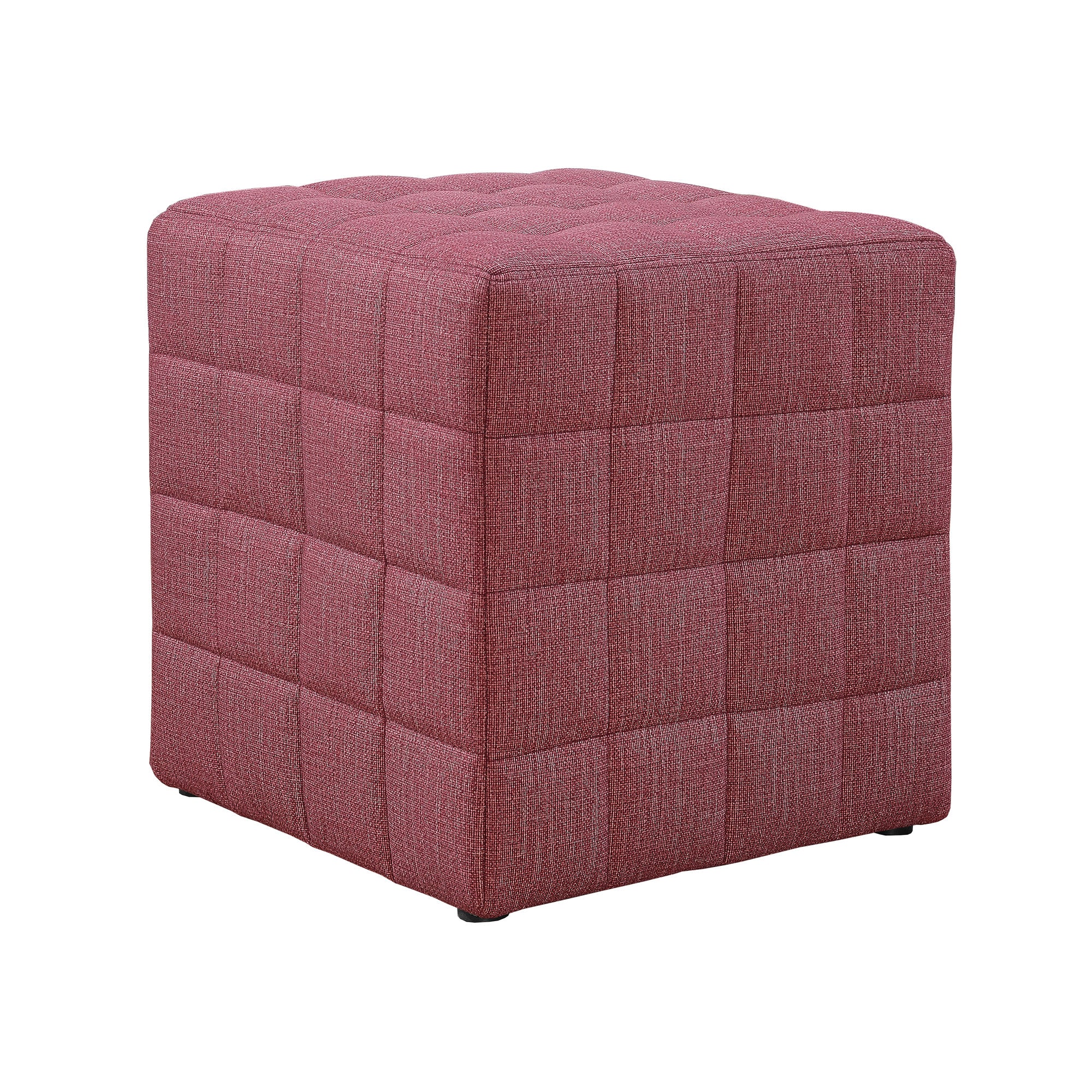 Monarch Spec Ottoman Vergie Ottoman - Light Red Linen-Look Fabric Heras Home Furniture