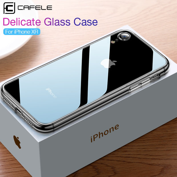 Cafele Tempered Glass Back Phone Case For Iphone X 10 Xr Xs Max Soft T Canary Cases