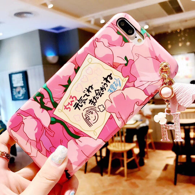 Japanese Gentle Girl Peach Blossom Cherry Pink Diamond Pearl Luxury Ph Canary Cases