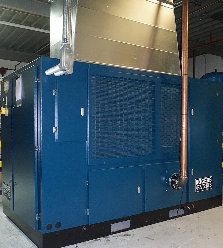 Rogers-machinery-installed-2-stage-enclosed-air-compressor-with-vertical-ductwork