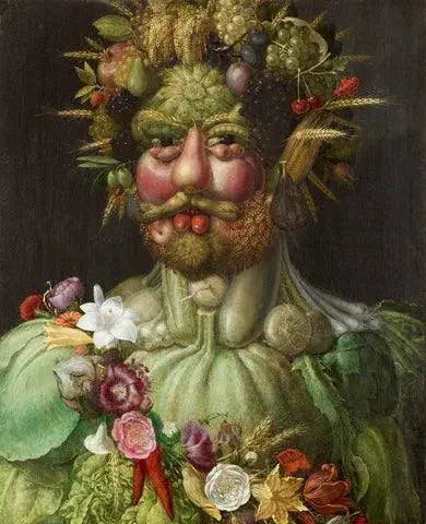 Original painting: Arcimboldo (Vertumnus), fruit face.