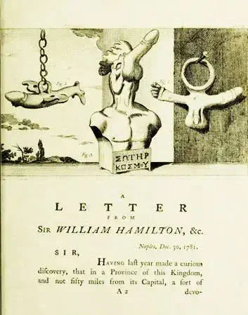 Lord Hamilton lettera da Napoli, 1781. Hamilton descive l'usanza a Napoli di indossare amuleti con simboli fallici.