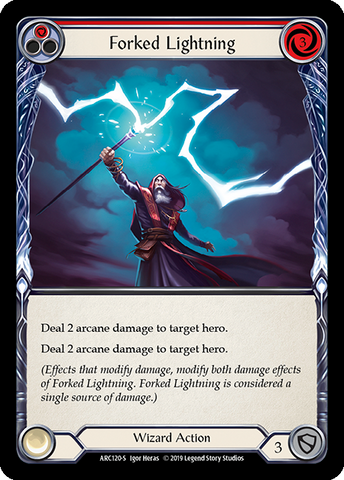 forked lightning arcane tcg blood rising flesh