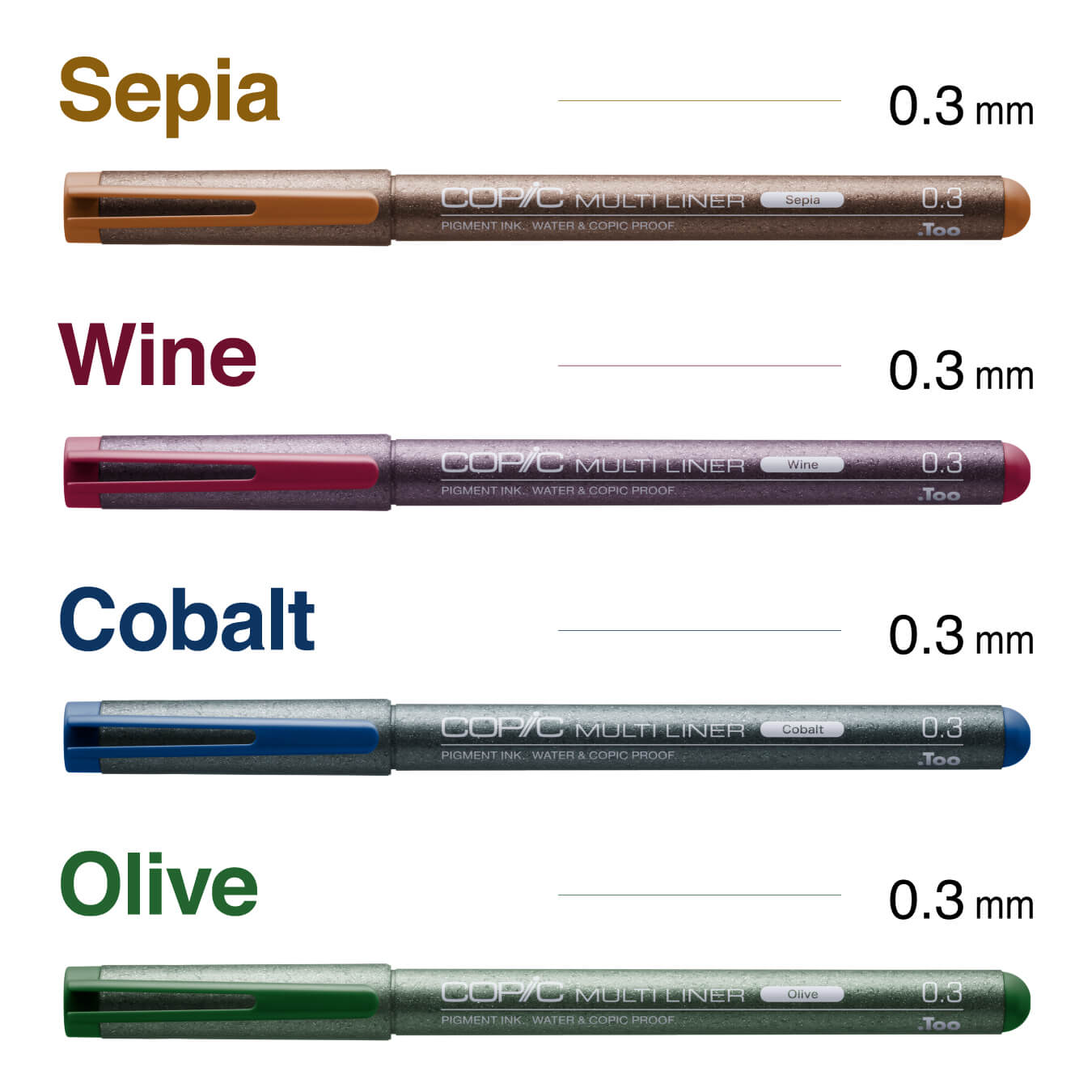 Copic Multiliner Inking Pens 4 Piece COBALT Set