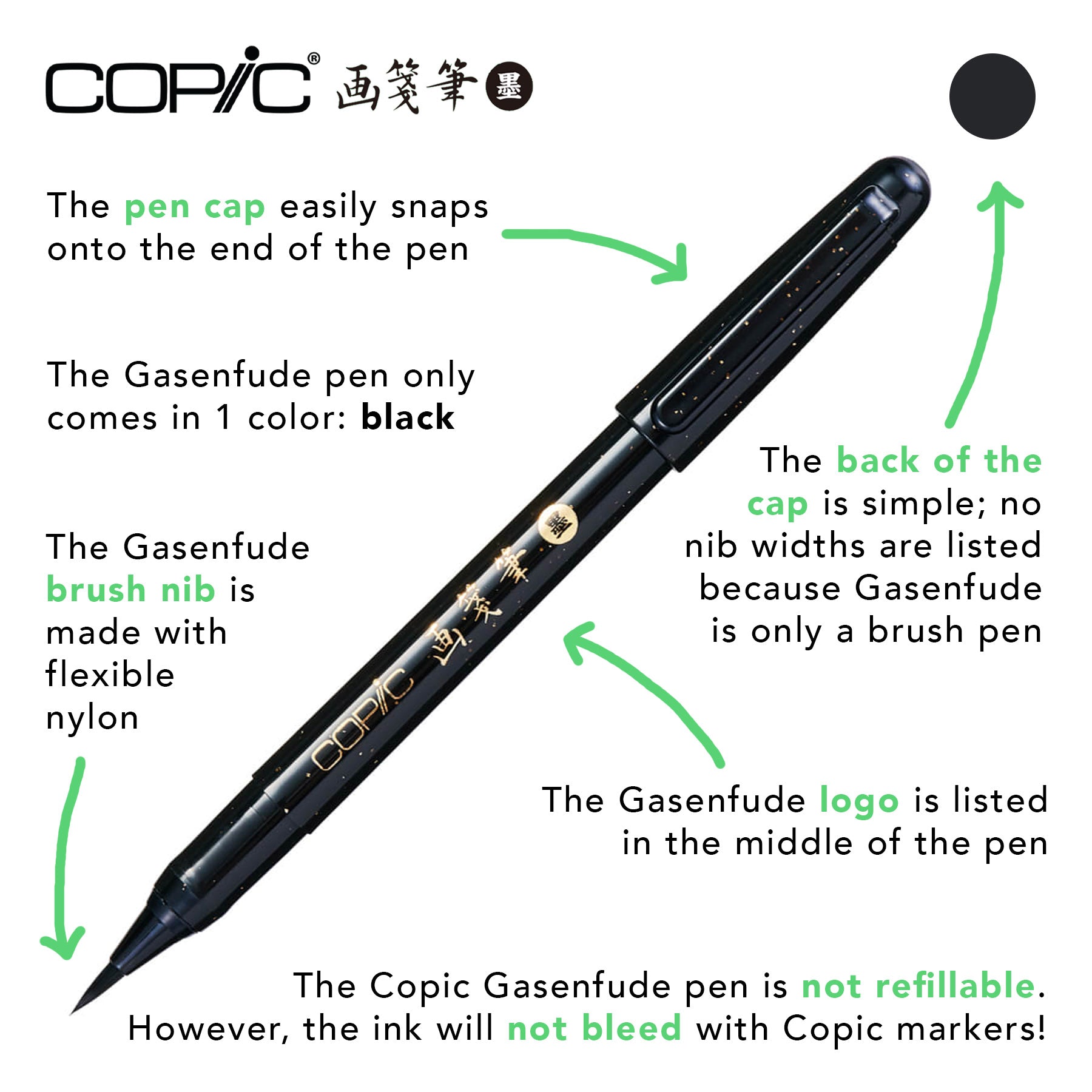 Copic Gasenfude Brush Tip Pen - Black
