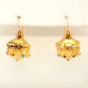 18K Yellow Gold Etruscan Revival Ball Earrings  CE0220