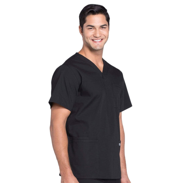 Cherokee Scrubs Top Cherokee Workwear Professionals WW695 Scrubs Top Men's V-Neck Black