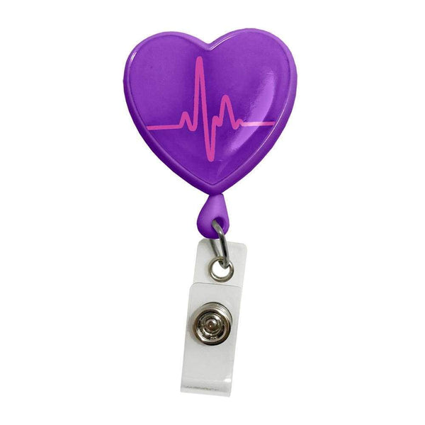 Prestige Medical ID Holder EKG Heart Purple Prestige Retracteze ID Holder
