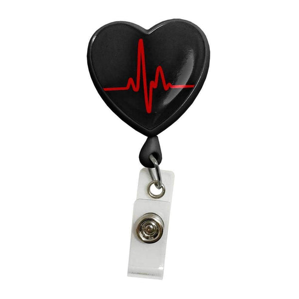 Prestige Medical ID Holder EKG Heart Black Prestige Retracteze ID Holder