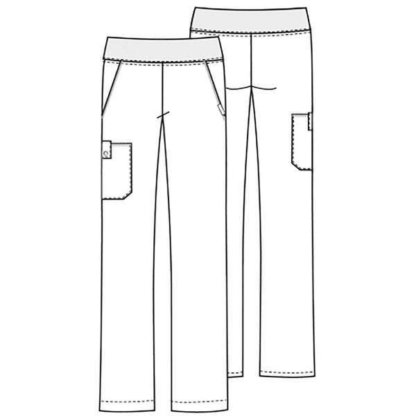 Cherokee Flexibles 2085 Scrubs Pants Women's Mid Rise Knit Waist Pull-On Navy 4XL