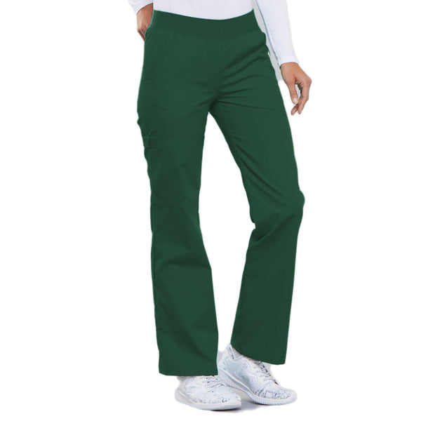 Cherokee Flexibles 2085 Scrubs Pants Women's Mid Rise Knit Waist Pull-On Hunter Green 4XL