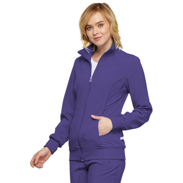 Cherokee Infinity 2391A Scrubs Jacket Women's Zip Front Warm-Up Grape 3XL