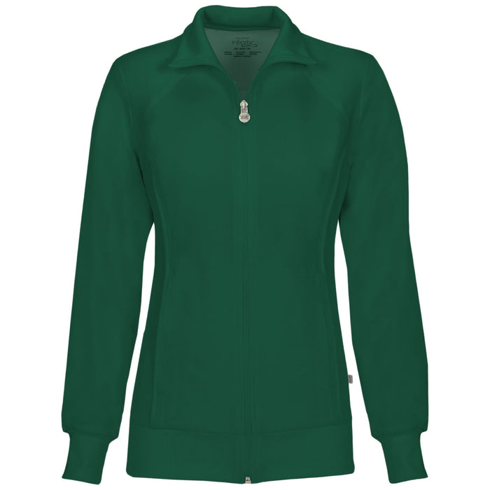 Cherokee Infinity 2391A Scrubs Jacket Women's Zip Front Warm-Up Hunter Green