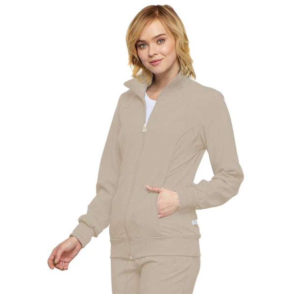 Cherokee Infinity 2391A Scrubs Jacket Women's Zip Front Warm-Up Khaki 3XL