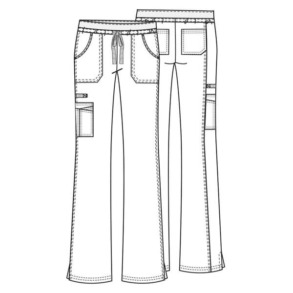 Cherokee Workwear Core Stretch 24001 Scrubs Pants Women's Low Rise Drawstring Cargo Navy 3XL