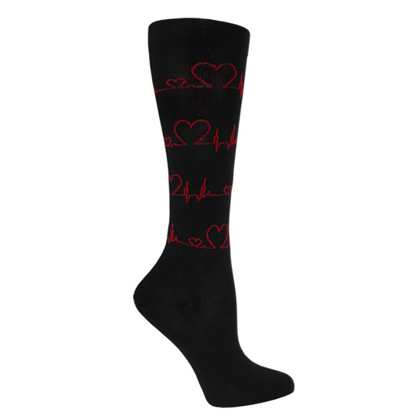 Prestige 12" premium compression socks EKG with Hearts