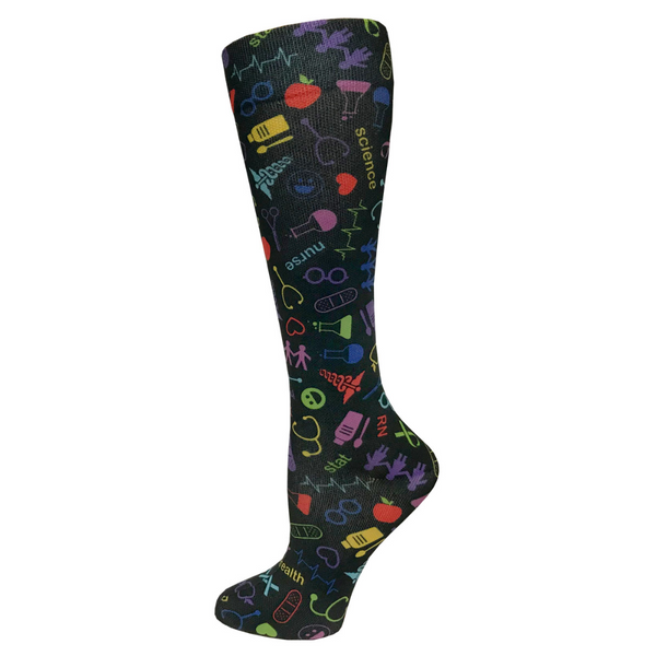 Prestige 12" soft comfort compression socks Medical Symbols Black