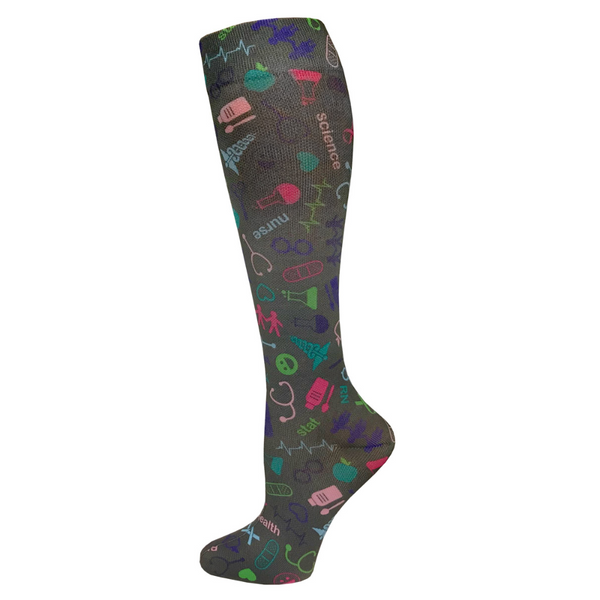 Prestige 12" soft comfort compression socks Medical Symbols Pewter