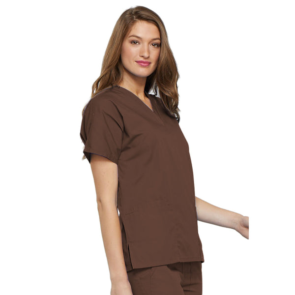 Cherokee Workwear 4700 Scrubs Top Women's V-Neck Chocolate 5XL