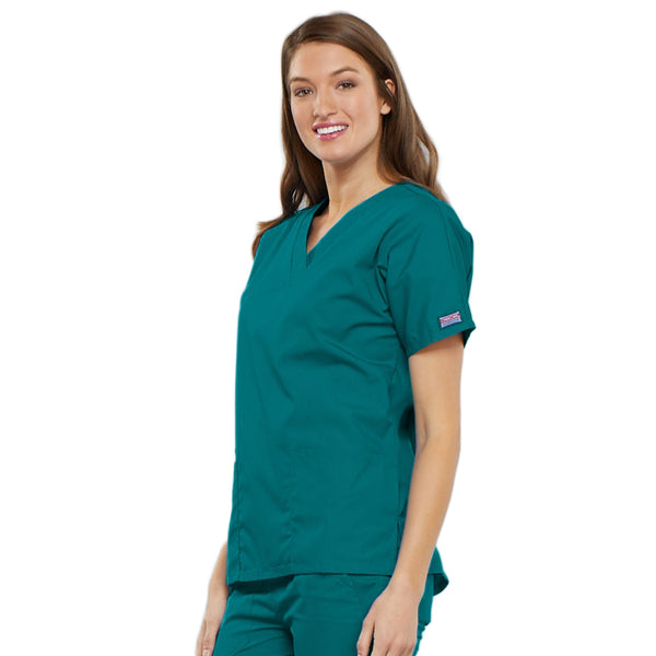 Cherokee Workwear 4700 Scrubs Top Women's V-Neck Teal Blue 4XL