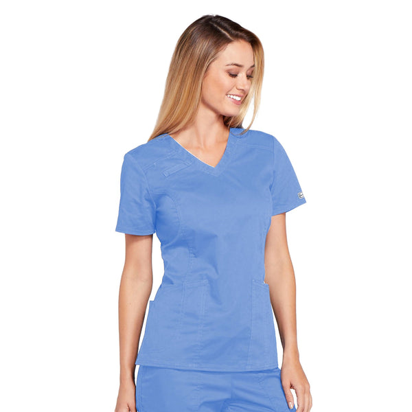 Cherokee Core Stretch 4710 Scrubs Top Women's V-Neck Ciel Blue 5XL