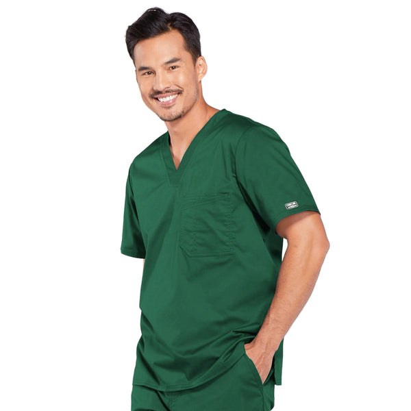 Cherokee Core Stretch 4743 Scrubs Top Men's V-Neck Hunter Green 3XL