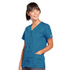 Cherokee Workwear 4770 Scrubs Top Women's Snap Front V-Neck Caribbean Blue 3XL