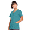 Cherokee Workwear 4770 Scrubs Top Women's Snap Front V-Neck Teal Blue 3XL