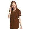 Cherokee Workwear 4801 Scrubs Top Women's Mock Wrap Tunic Chocolate 3XL