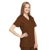 Cherokee Workwear 4801 Scrubs Top Women's Mock Wrap Tunic Chocolate 4XL