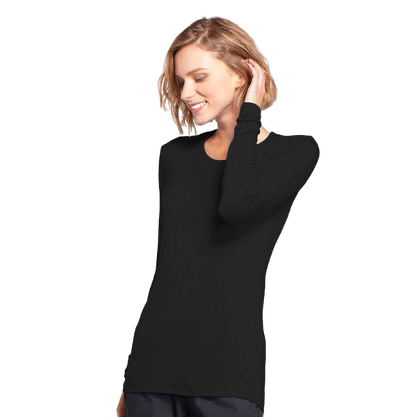 Cherokee Workwear 4881 Underscrubs Women's Long Sleeve Knit Tee Black L