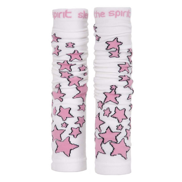 Prestige Med Sleeves White with Pink Stars